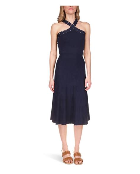 michael michael kors mercy knit dress navy|Michael Kors halter dress.